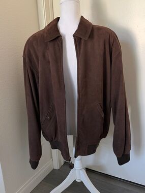 Vintage 1994 Timberland Men's Large Waterproof Cowhide Leather Bomber Jacket